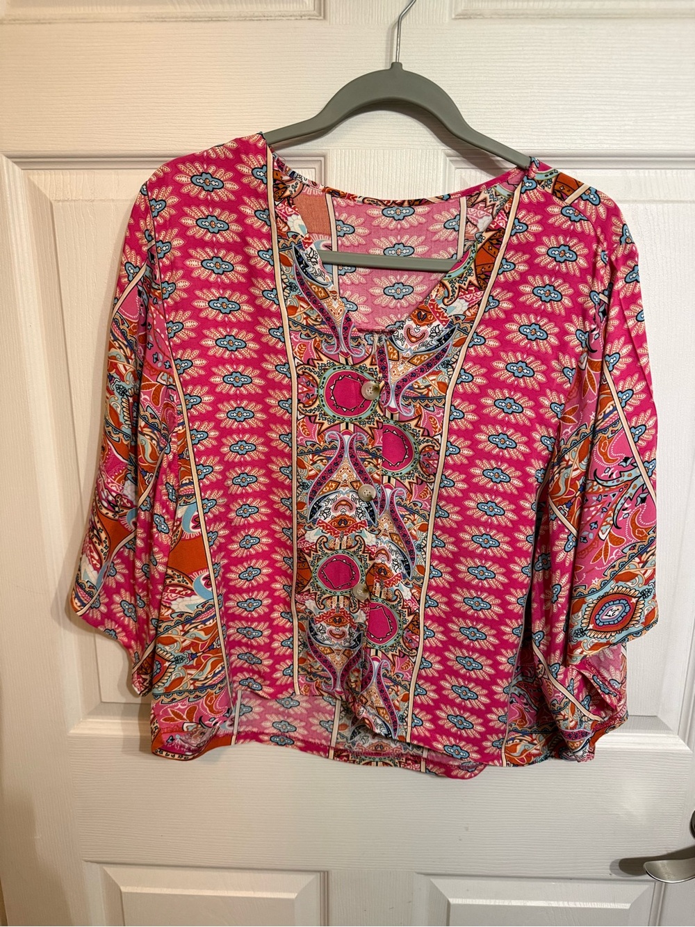 Women’s Pink Printed Boho Blouse